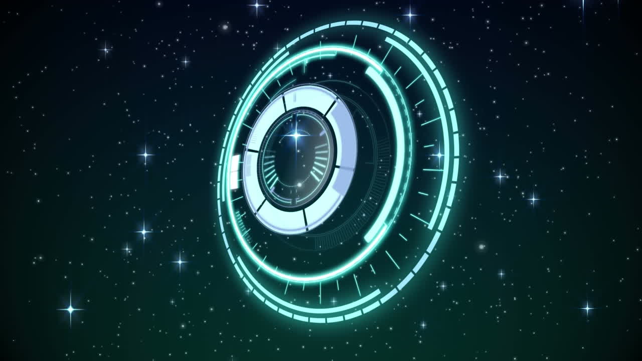 animación de la cerradura de la caja fuerte girando sobre estrellas brillantes sobre fondo negro