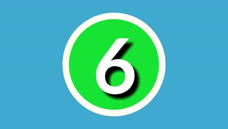 number 6 six sign symbol animation motion graphics on green sphere on blue background,4k cartoon video number for video elements