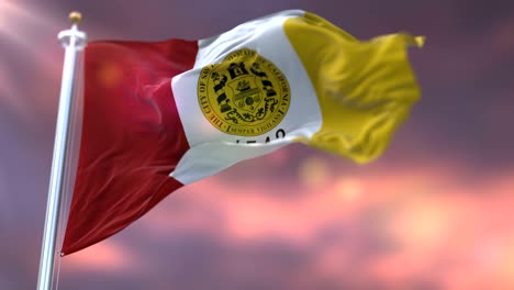 bandera de san diego al atardecer, ciudad de los estados unidos de américa - bucle