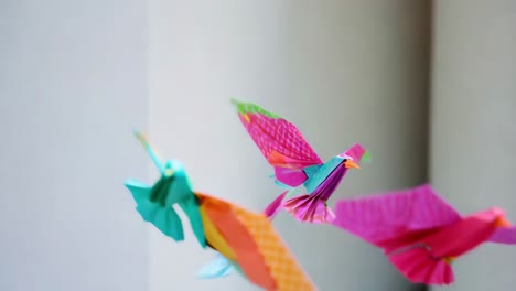 colorful origami hummingbirds