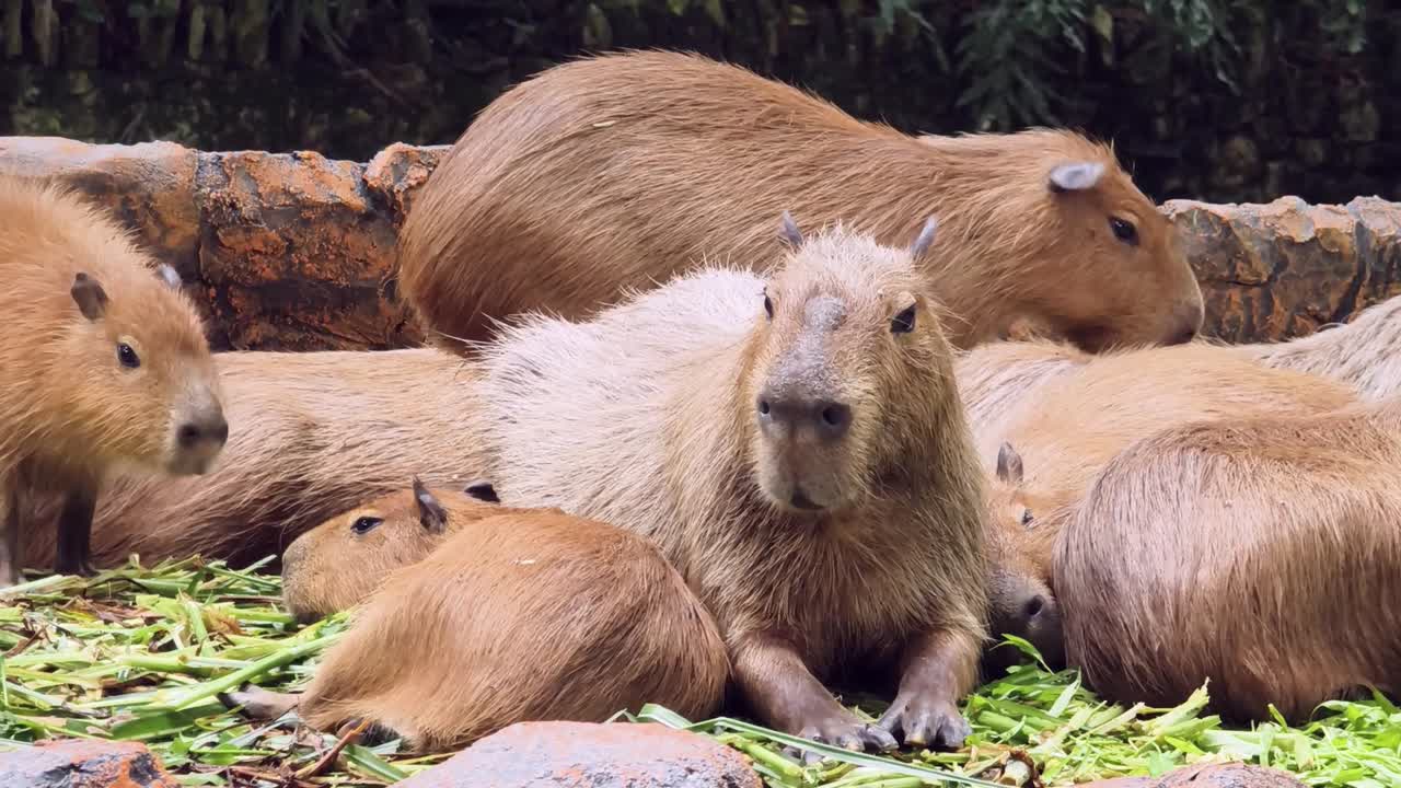 Capybaras in a group | Premium Stock Video Footage