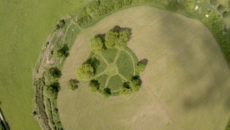 Aerial-view-of-the-ancient-Irish-Navan-Fort-in-Armagh,-Northern-Ireland