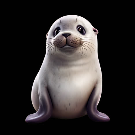 cute baby seal animal animation isolated asset, transparent 4k video, alpha channel, prores 4444