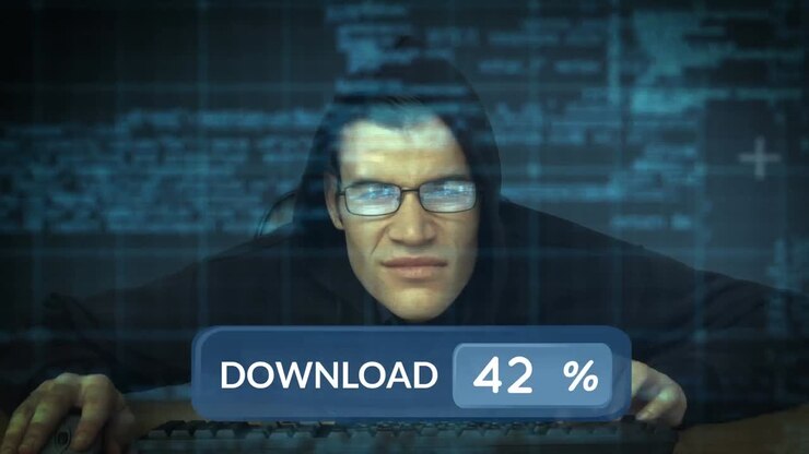 Computer hacker working on computer codes