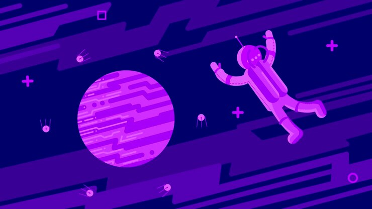 Un astronauta vuela por el espacio exterior.