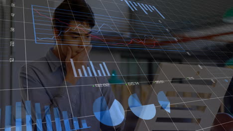 animación de gráficos y gráficos financieros, profesional de negocios utilizando herramientas de visualización de datos