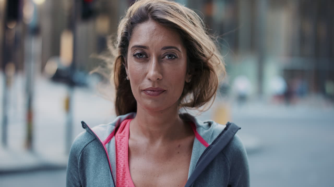 retrato en cámara lenta de una mujer feliz, hermosa y en forma