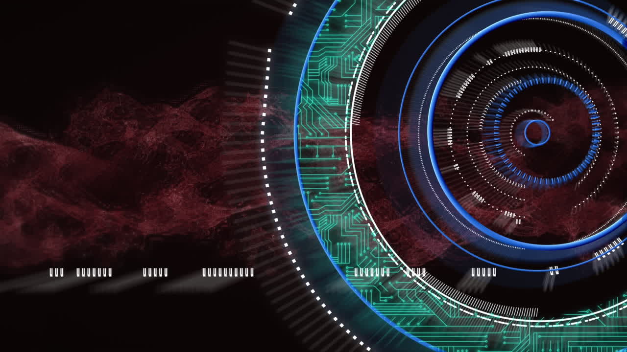 animación de la cadena de adn, placa de circuito de computadora y escaneo de alcance