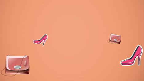 animation of ootd text shoes and handbags on orange background