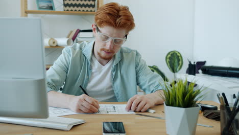 young architect working in an office