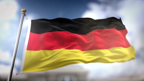 germany flag waving slow motion 3d rendering blue sky background - seamless loop 4k