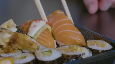 delicious sushi platter with salmon nigiri and maki rolls