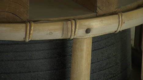 close-up of bamboo details on a japanese cooking pot