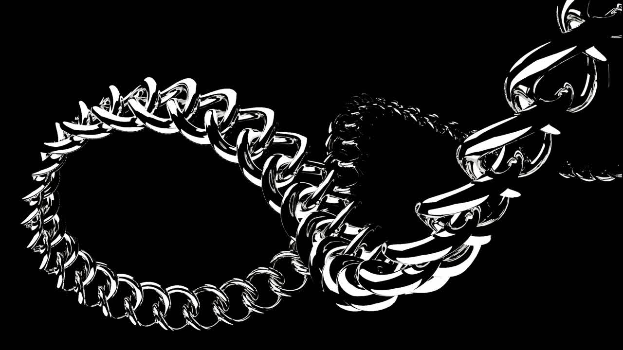 무한 기호 모양의 은 사슬의 3d 렌더링