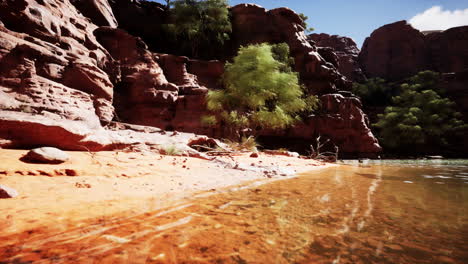 the reflection of the mountains in the river