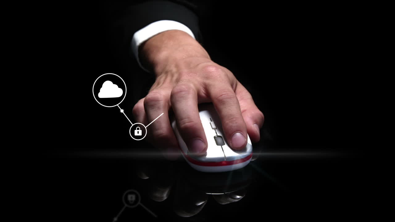 mano en una computadora con animación digital