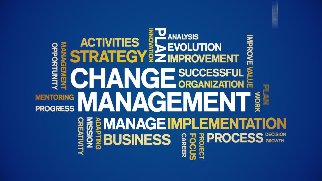 4k Change Management Animated Tag Word Cloud,Text Animation seamless loop.