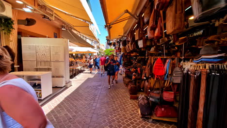 shopping in a bustling mediterranean street market
