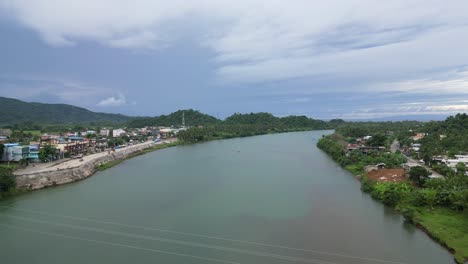 Drone-view-of-river-in-Bato-village,-Catanduanes-island,-Philippines