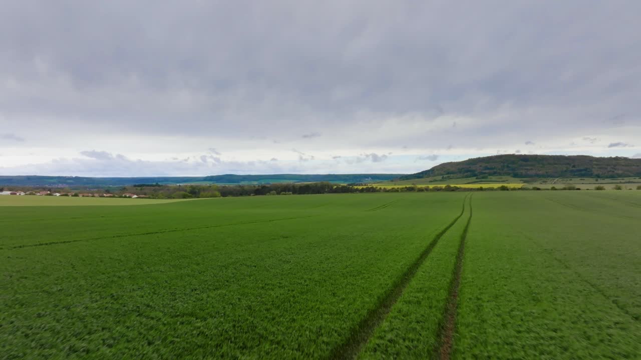fields with very cloudy weather in France