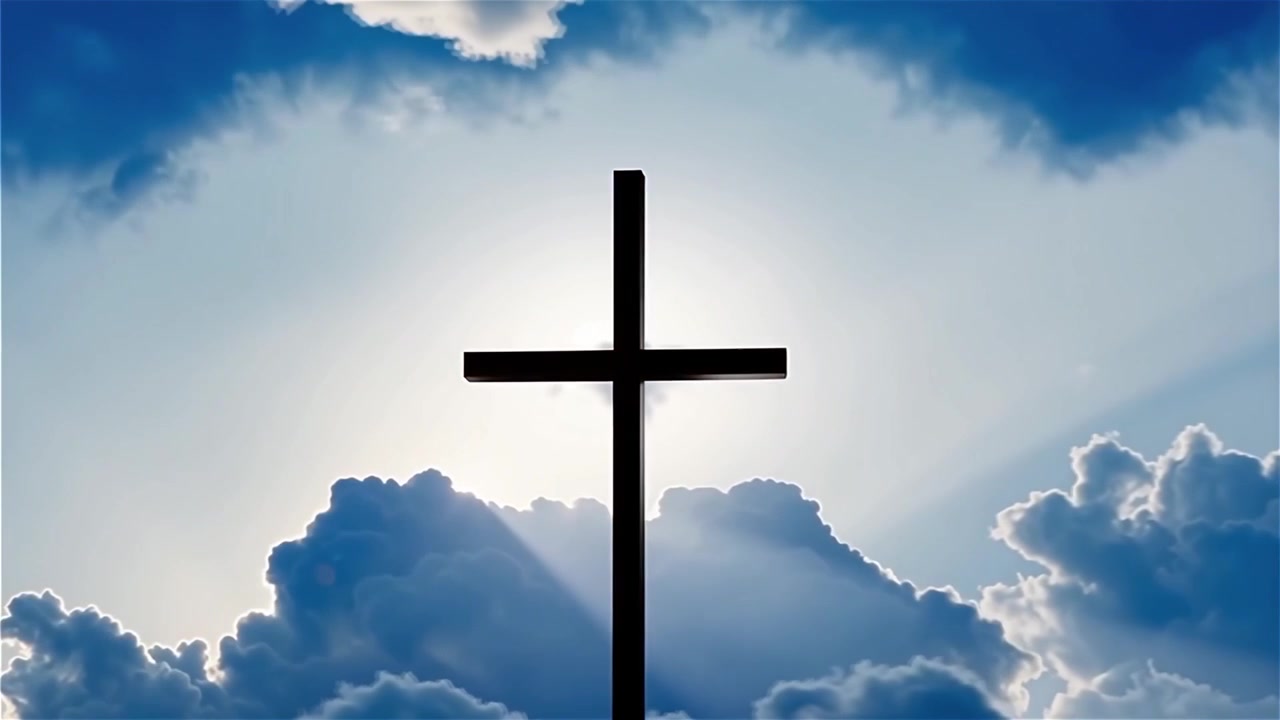 Croce Cristiana Luce Celestiale Sfondo per il Culto.