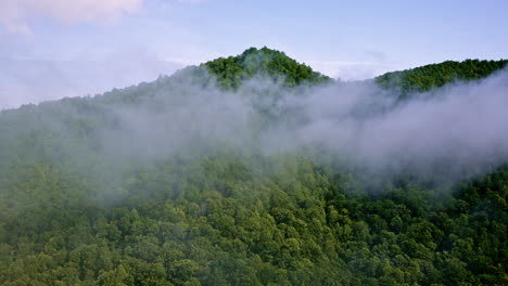 drone orbit of foggy ridges in the smoky mountains, north carolina