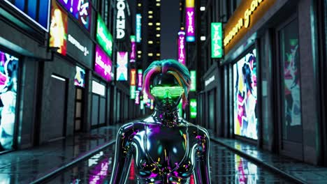 cyberpunk woman in neon city