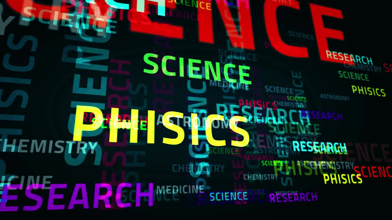 Science research and phisics text loop abstract concept
