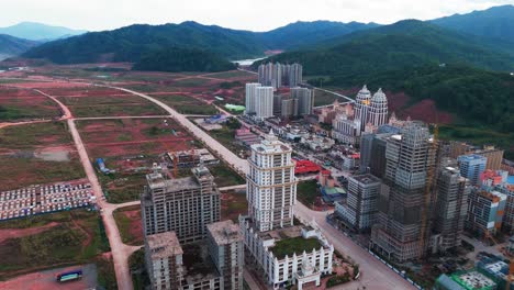 drone of boten city in laos located in luang namtha province, on the china–laos border
