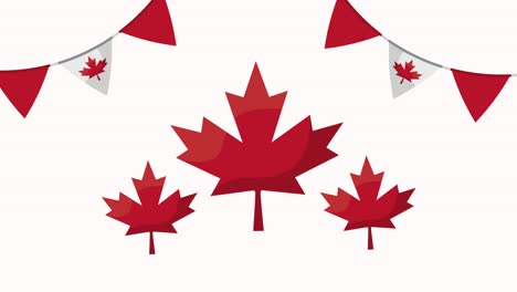 celebración de canada con patrón de hojas de arce y guirnaldas