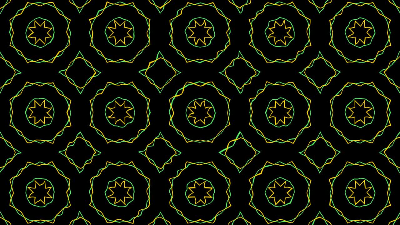노란색과 녹색의 은 선, 장식 모자이크, 애니메이션 패턴, 최소한의 모션 그래픽 배경 개념