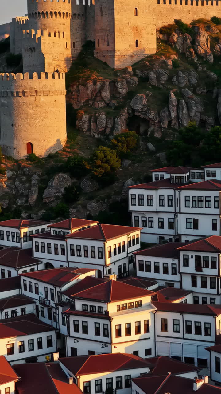 Ancient Town with a Fortress at Sunrise/Sunset