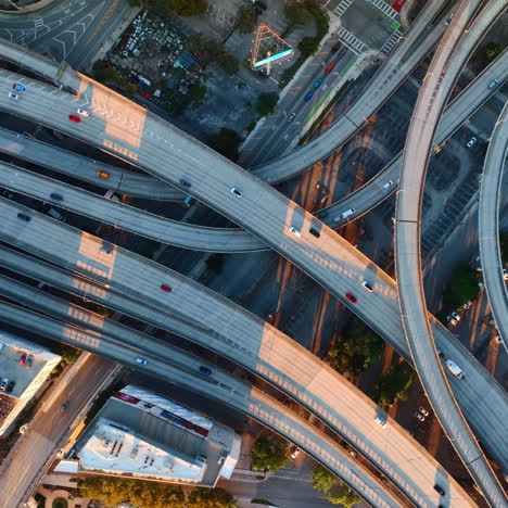 intertwining of numerous highways in the downtown of miami, florida, usa. cars move quickly by the highways. top view.