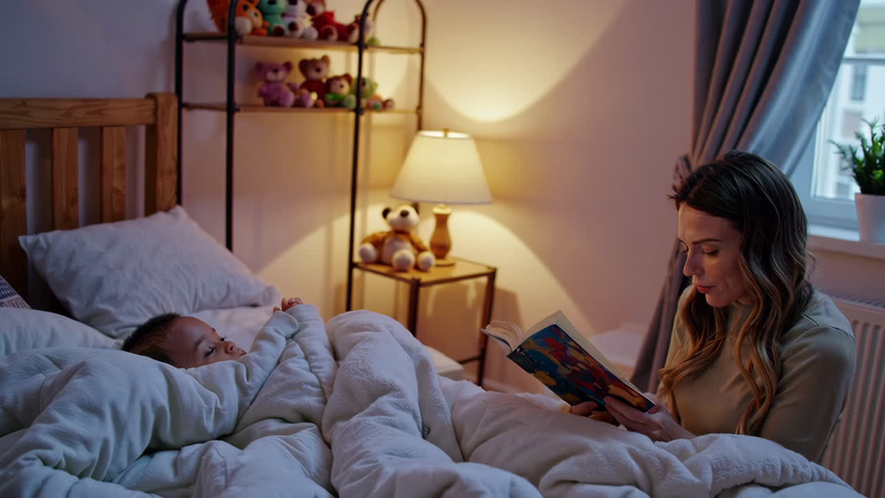 Mother Reading to Baby Before Bedtime