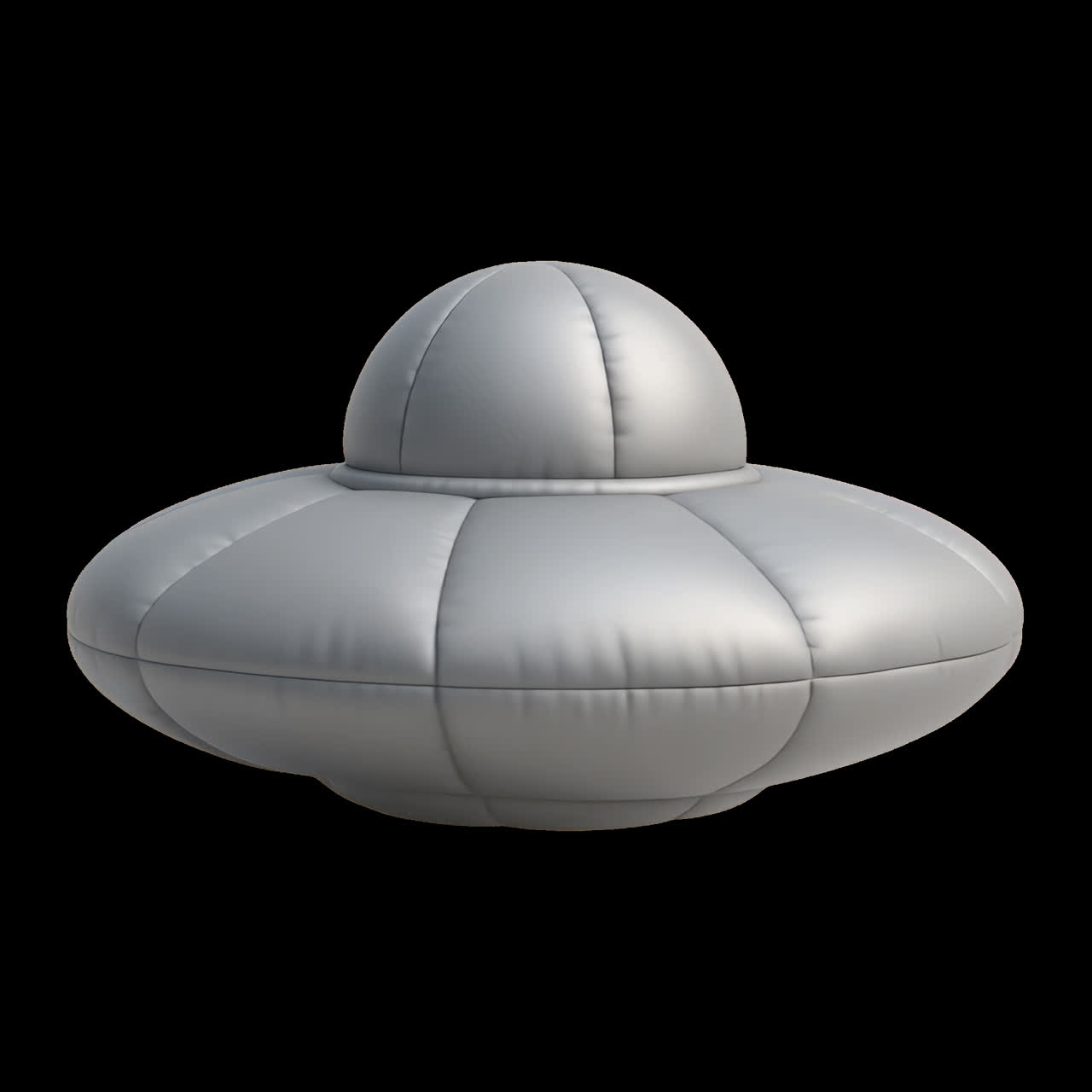 Futuristic UFO-inspired chair animation isolated asset, transparent 4K video, alpha channel, ProRes