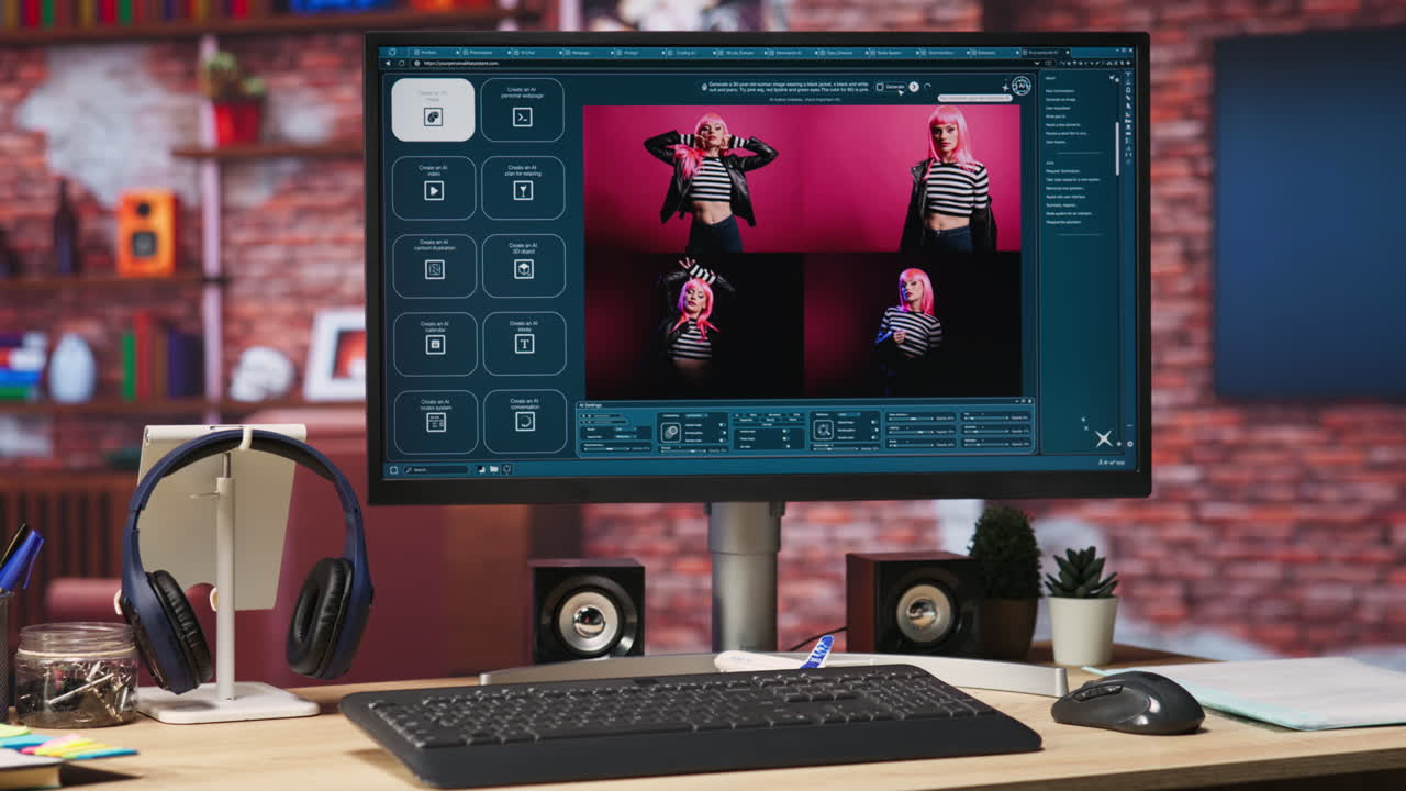 pantalla de pc con ai gpt que genera fotografías