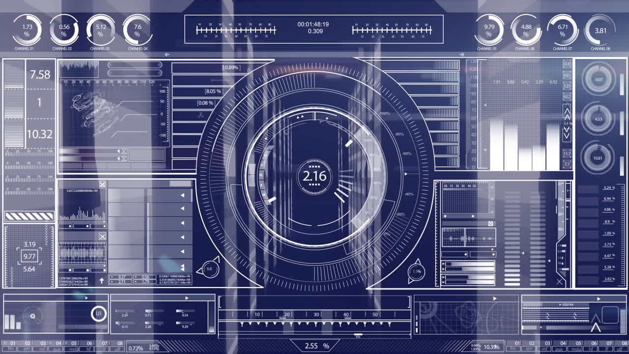 Animation of digital screen with diverse data