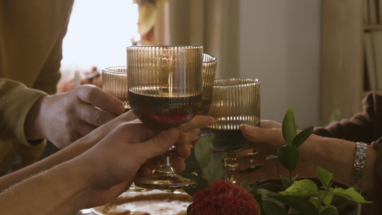 Celebratory Toast with Wine Glasses