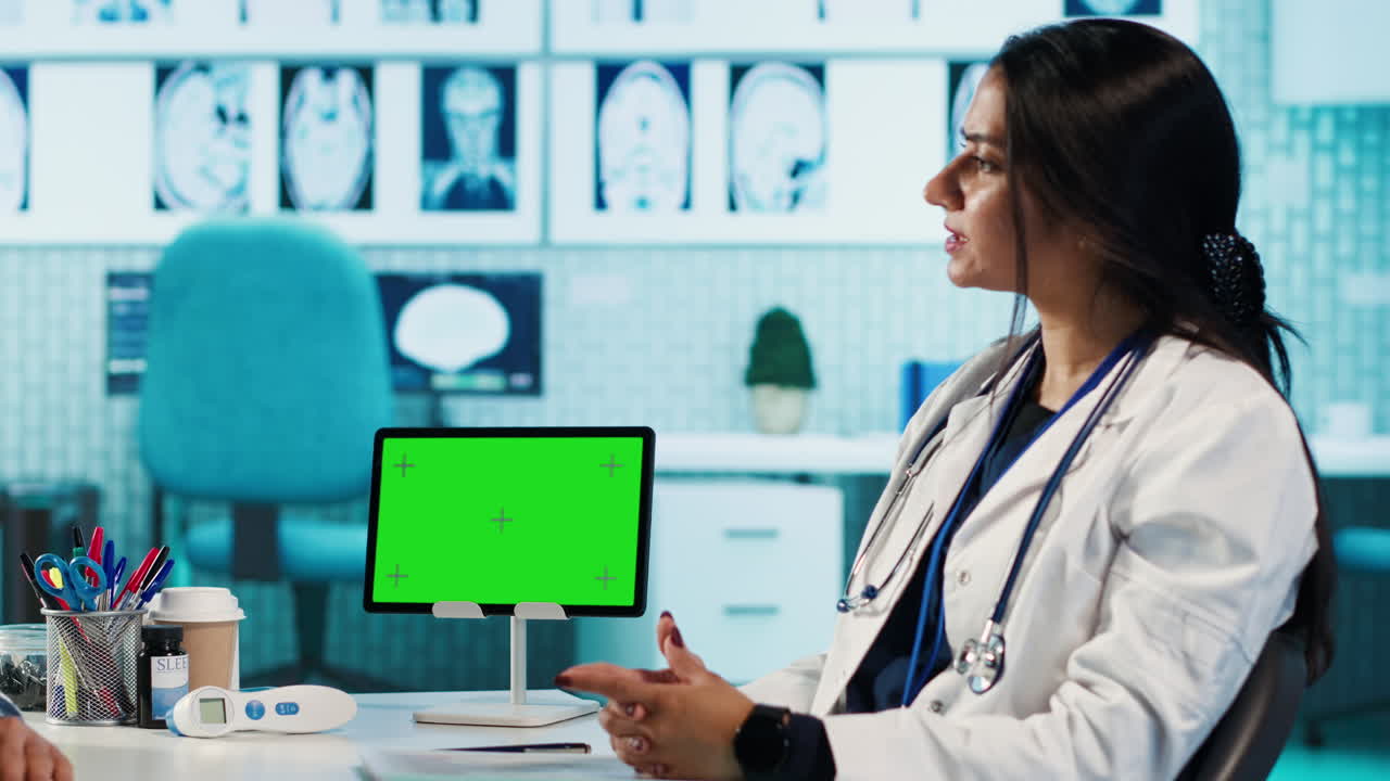 Doctor with tablet in office