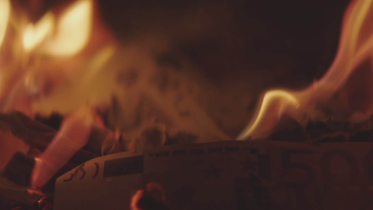 Burning Euro Banknotes