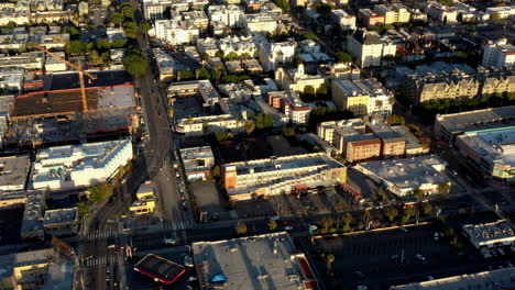 aerial view of los angeles cityscape at sunset