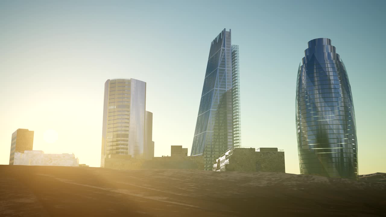 rascacielos de la ciudad en el desierto