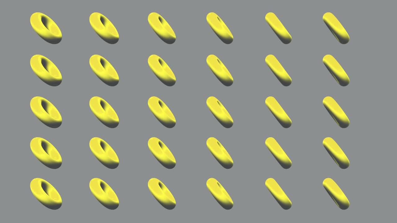 Pantone illuminated yellow 3D donuts on gray background