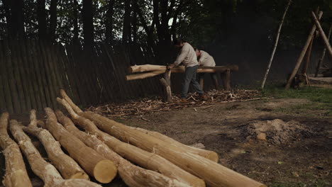 medieval woodworking scene