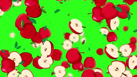 apples falling against a vibrant green backdrop