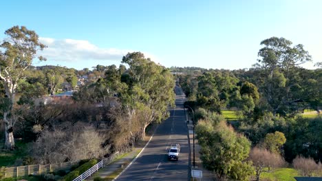 drone footage of the gumeracha main street in the adelaide hills in south australia.