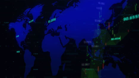 animation of financial data processing over world map