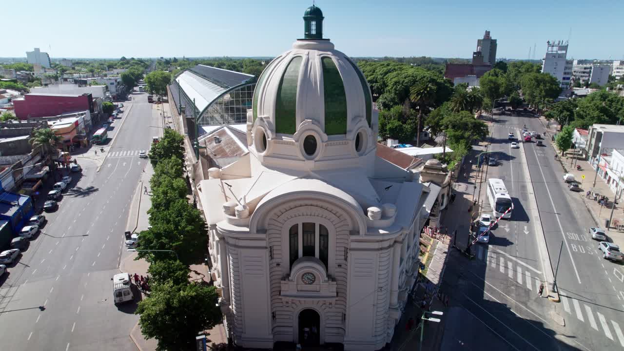 Tilt Down Aerial of Passengers Entering in Railway Terminal Station, La Plata