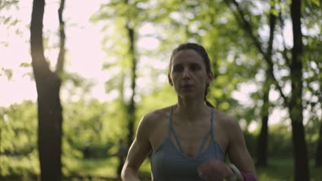 woman running in a park
