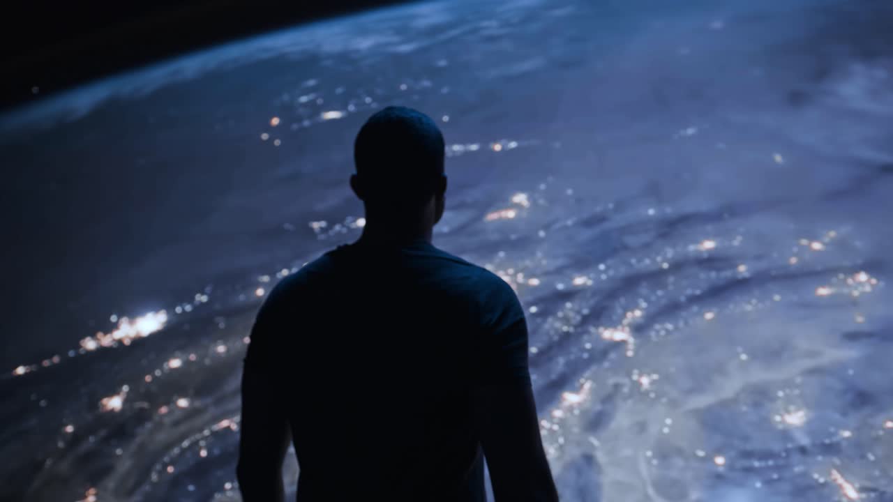 Man Gazing at Earth from Space